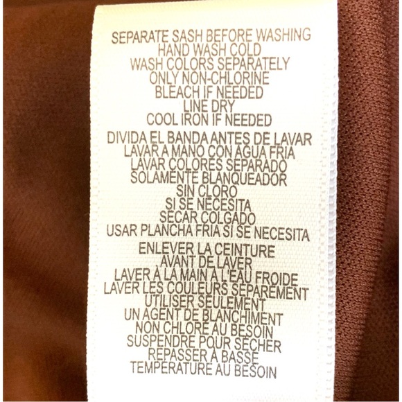 MAISON TARA CHIFFON BROWN WITH PINK POLKA DOT SHIRTWAIST DRESS. WOMEN’S SIZE 12 - Picture 13 of 13
